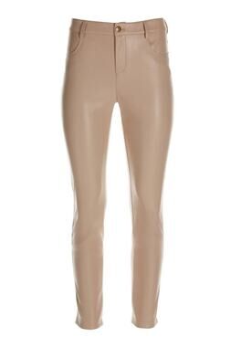 NWT Boston Proper Womens Faux Leather 5 Pocket Zipper Pants Cognac Brown 10